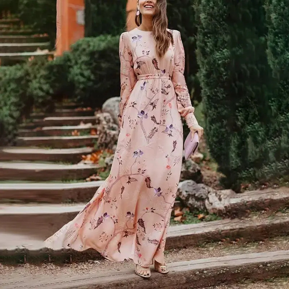 ZARA Pink Printed Backless Commuter Dress